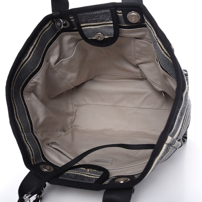 Chanel Striped Canvas Medium Deauville Tote Black 5 of 11