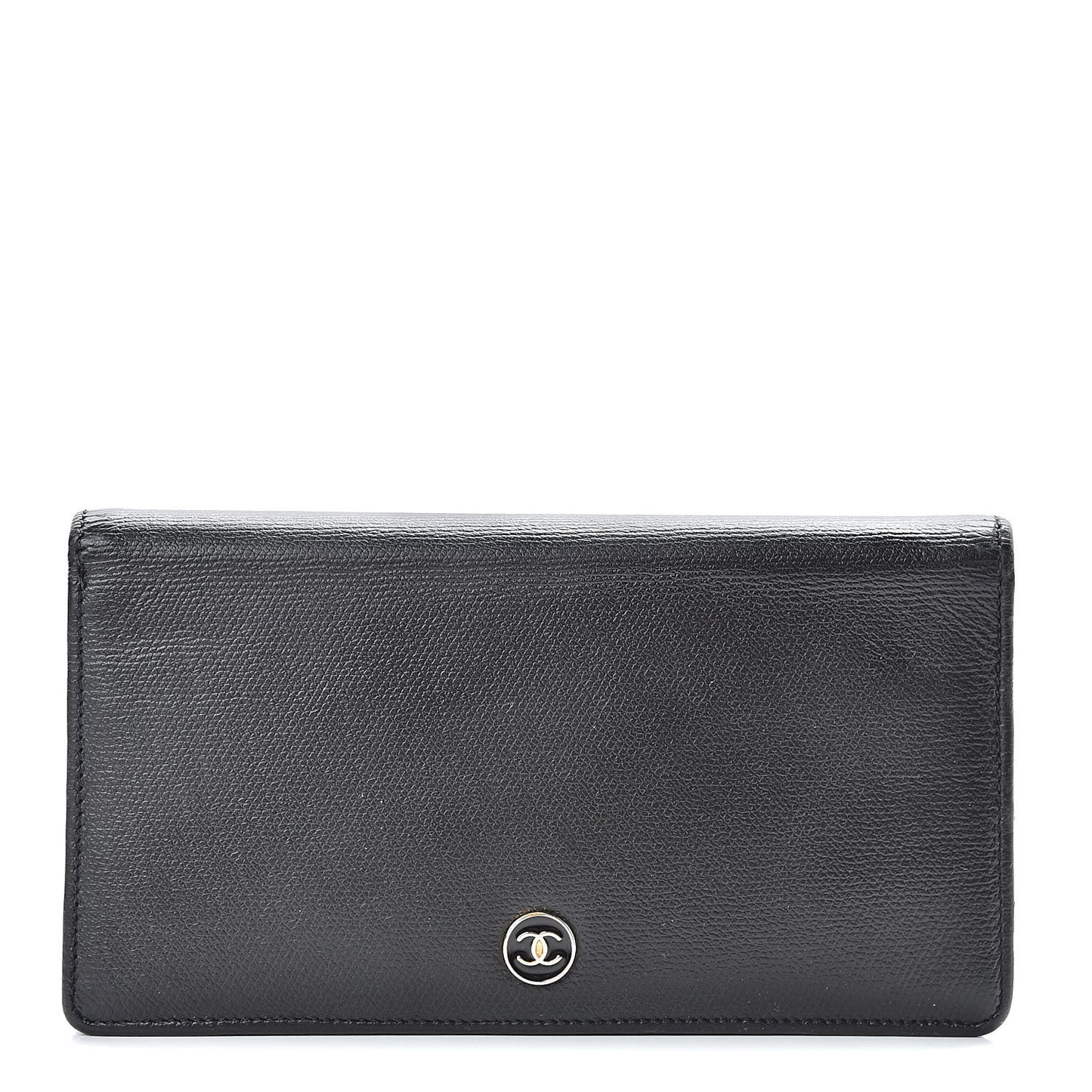 Grained Calfskin Yen Wallet Black