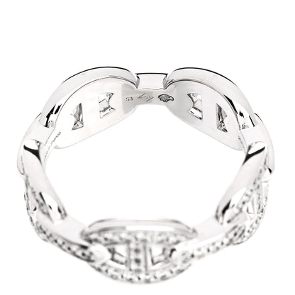Hermes 18K White Gold Diamond PM d'Ancre Enchainee Ring 53 6.5 6 of 8