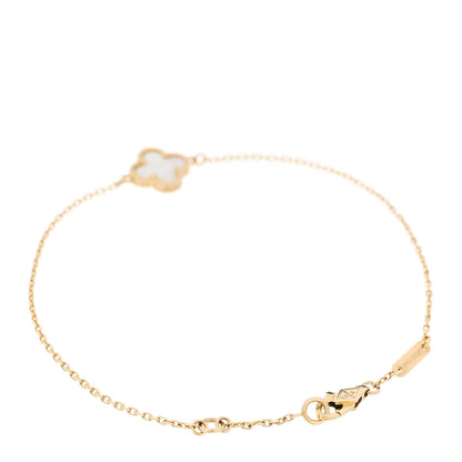 Van Cleef & Arpels 18K Yellow Gold Mother of Pearl Sweet Alhambra Bracelet 2 of 4