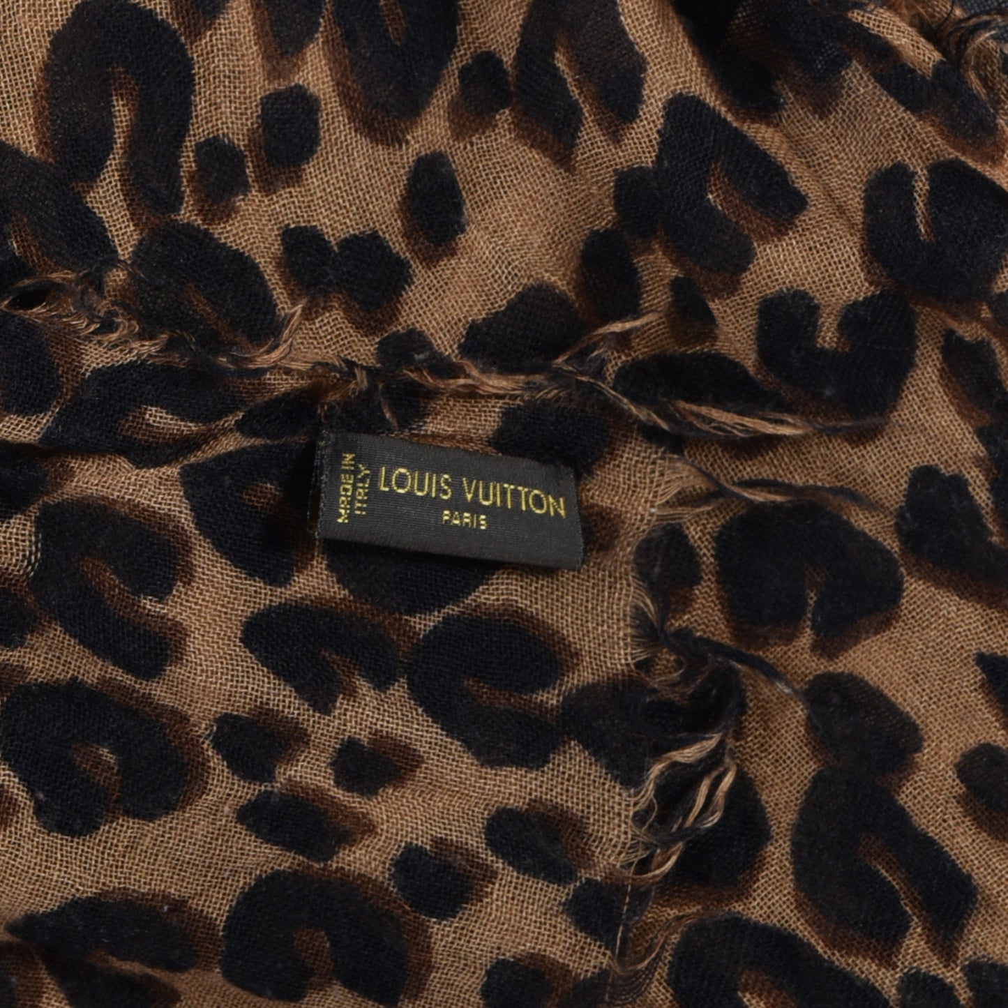 Cashmere Silk Leopard Etole Stole Marron