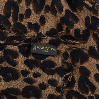 Louis Vuitton Cashmere Silk Leopard Etole Stole Marron 4 of 5