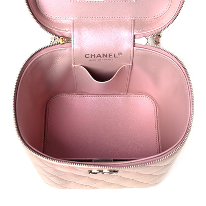 Chanel Iridescent Calfskin Quilted Small Top Handle Vanity Case With Chain Pink 5 of 12