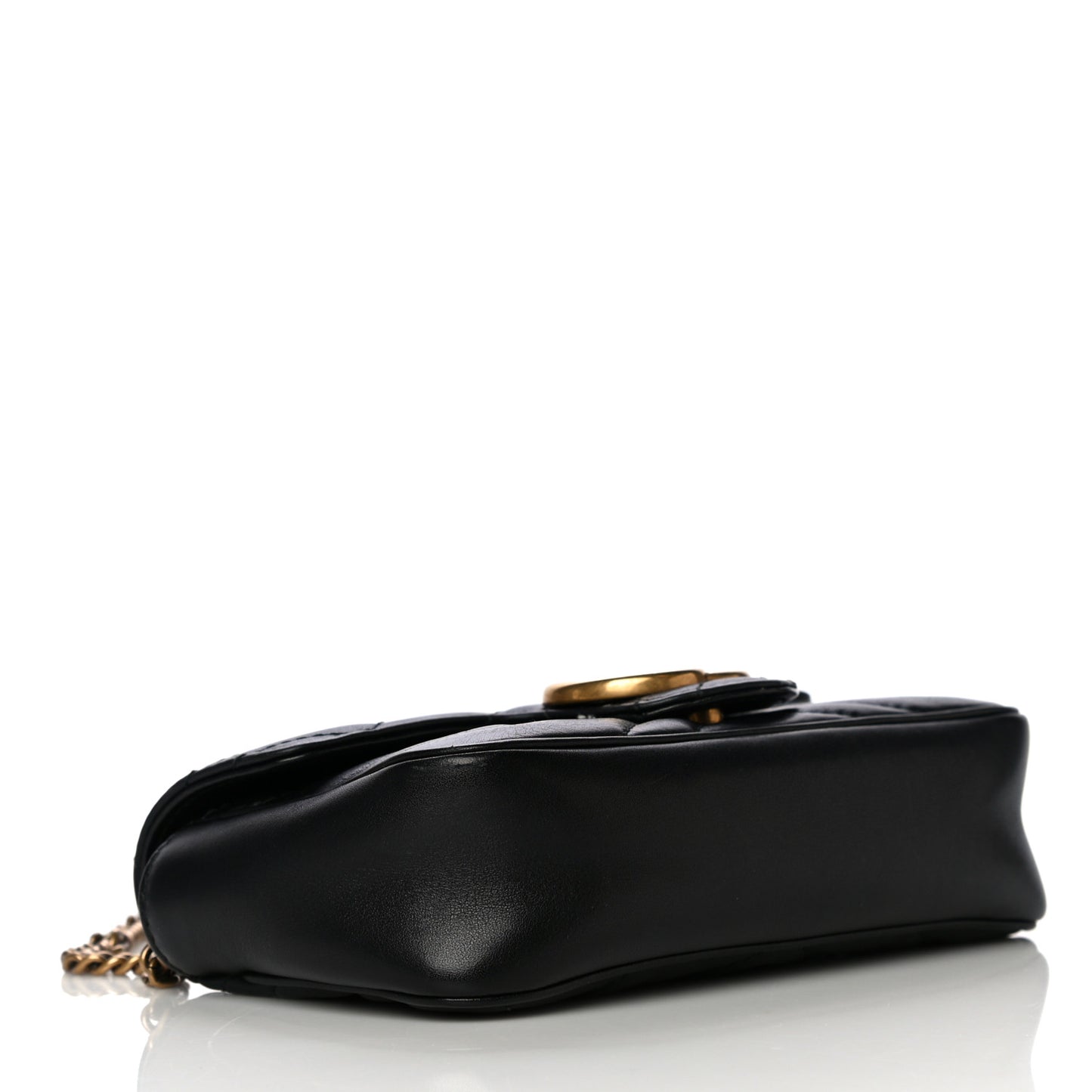 Calfskin Matelasse Super Mini GG Marmont Shoulder Bag Black
