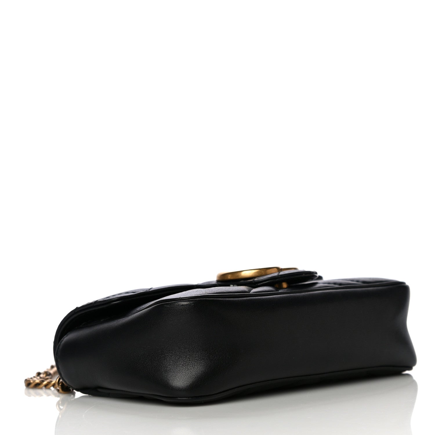 Gucci Calfskin Matelasse Super Mini GG Marmont Shoulder Bag Black 3 of 13