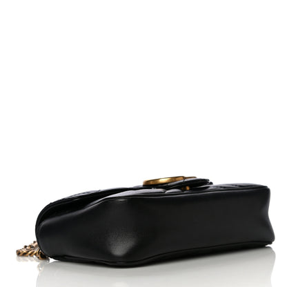 Gucci Calfskin Matelasse Super Mini GG Marmont Shoulder Bag Black 3 of 13