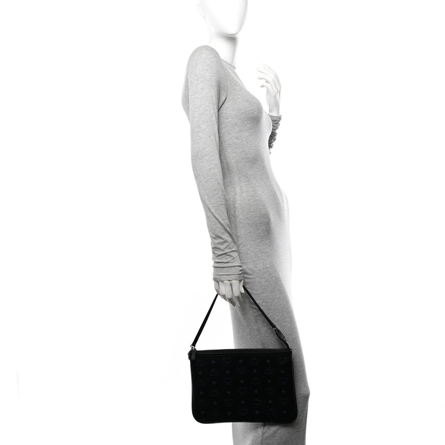 MCM Visetos Liz Shopper Tote Pouch Black 3 of 7