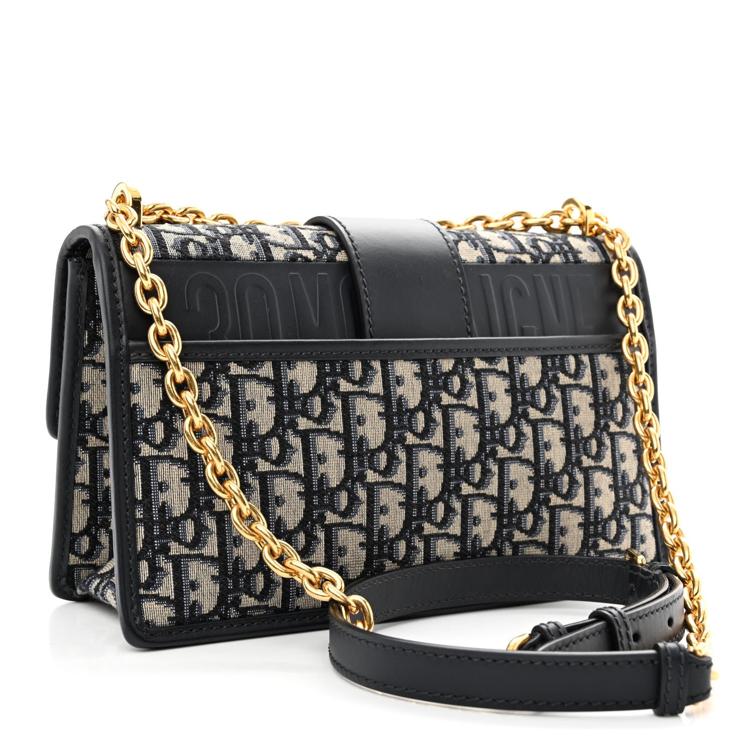 Christian Dior Oblique 30 Montaigne Chain Flap Bag Blue 3 of 10