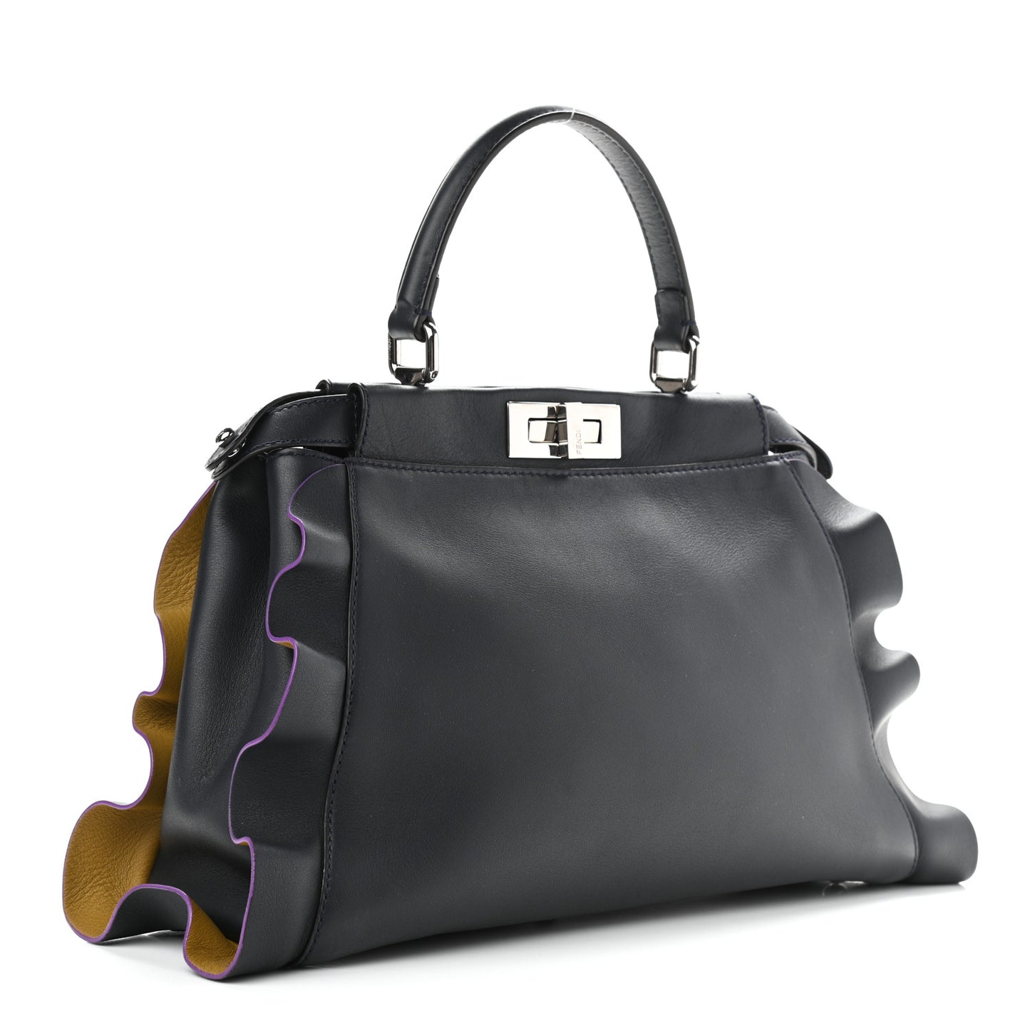 Vitello Seta Waves Bi-Color Medium Peekaboo Iconic Satchel Blue Notte Mostarda