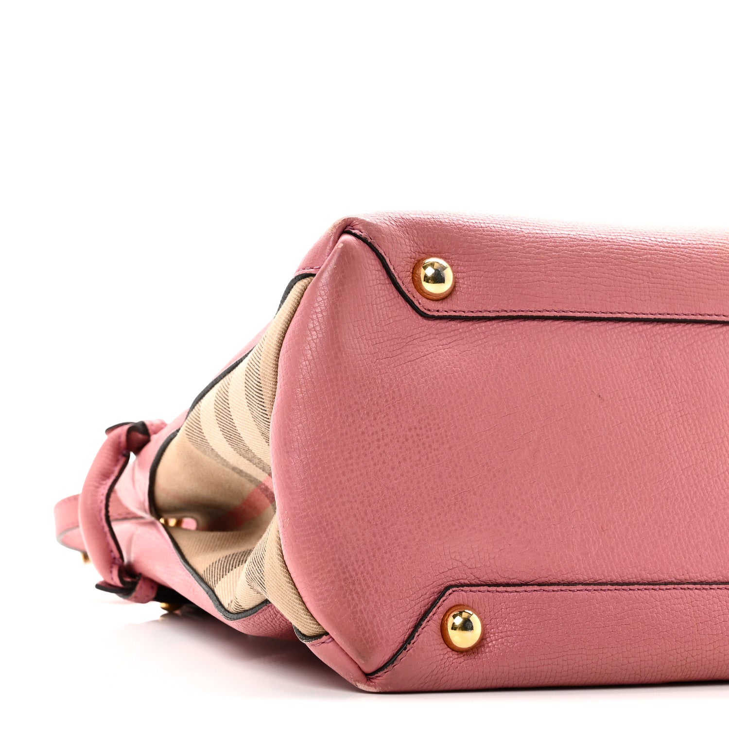 Burberry Derby Calfskin House Check Medium Banner Tote Mauve Pink 8 of 11