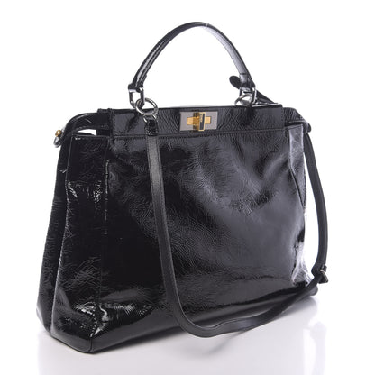 Fendi Patent Large Peekaboo Iconic Satchel Black 4 of 11