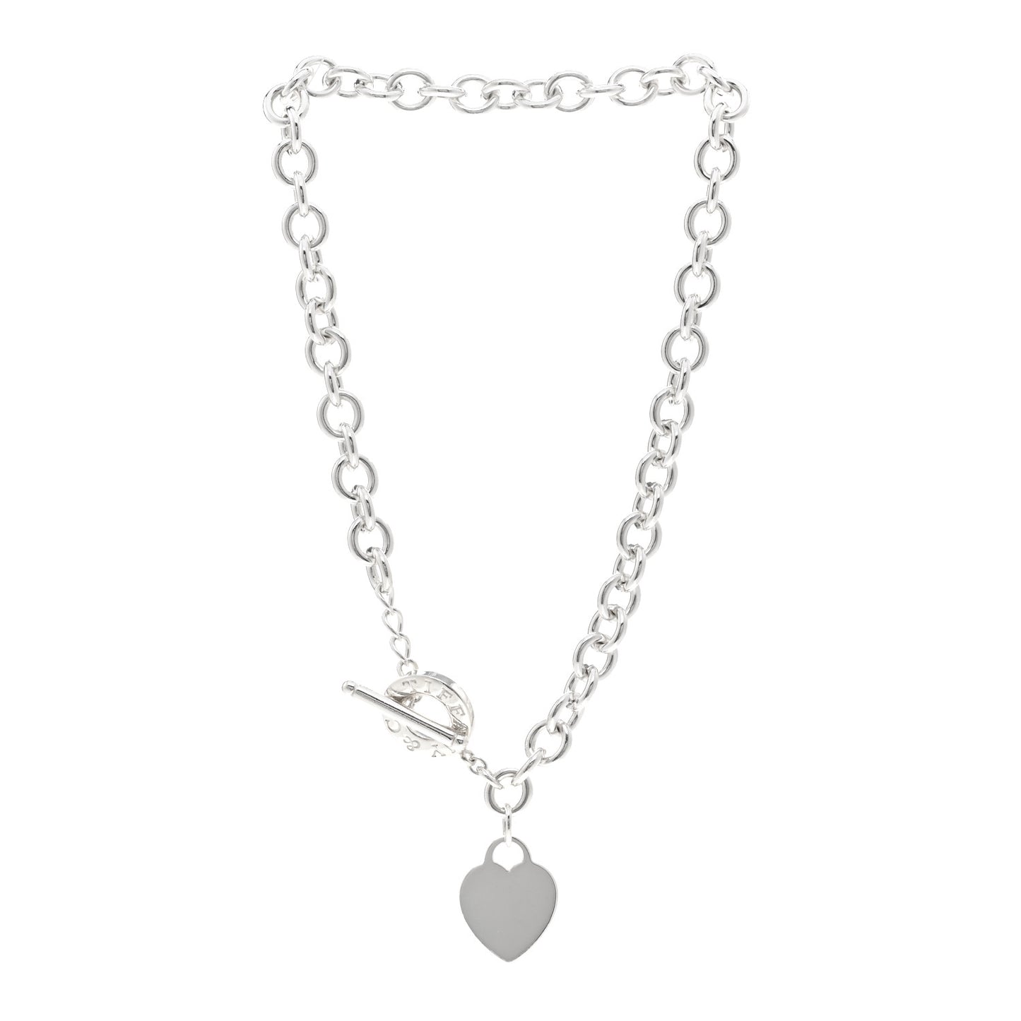 Sterling Silver Heart Tag Toggle Necklace