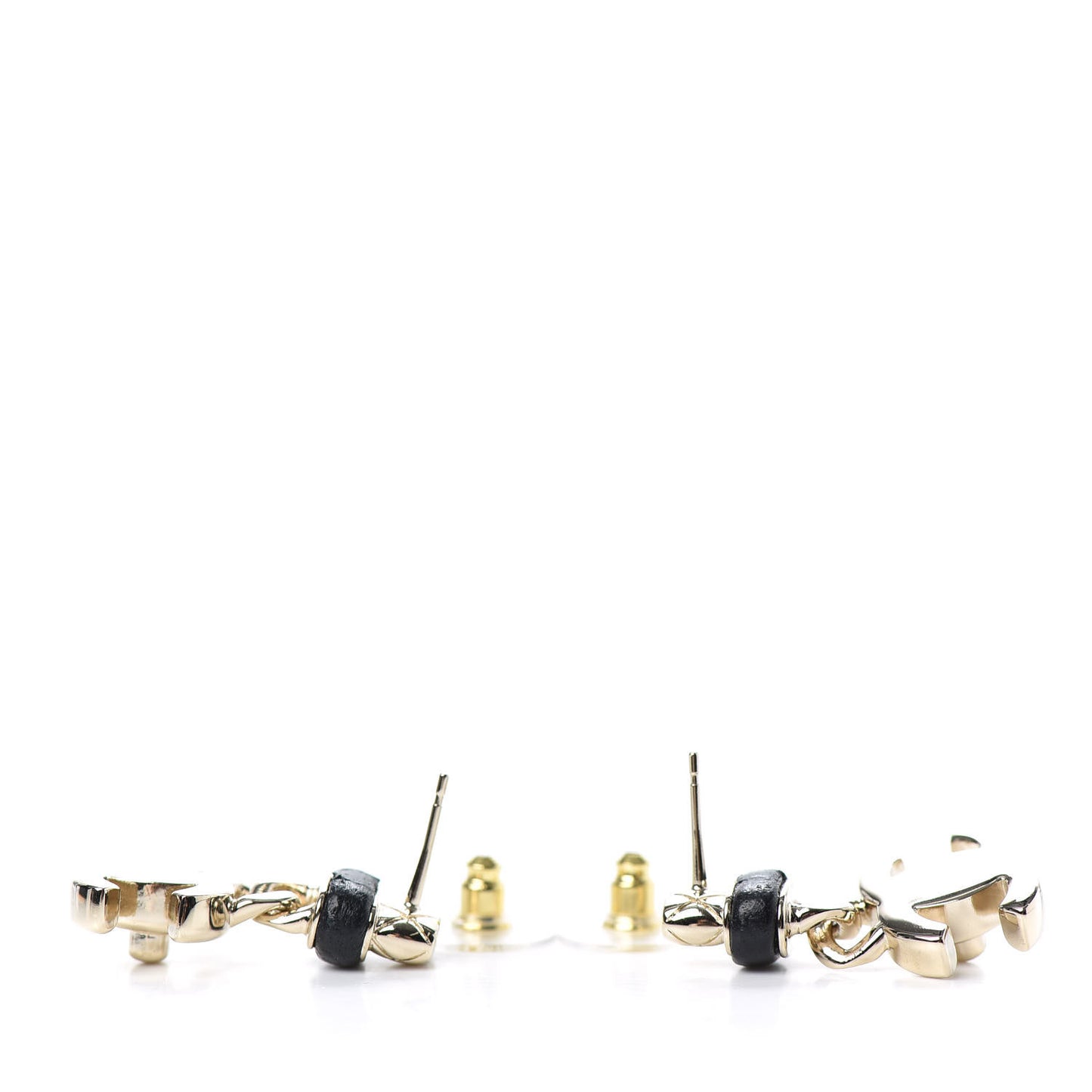 Lambskin CC Turnlock Drop Earrings Gold Black