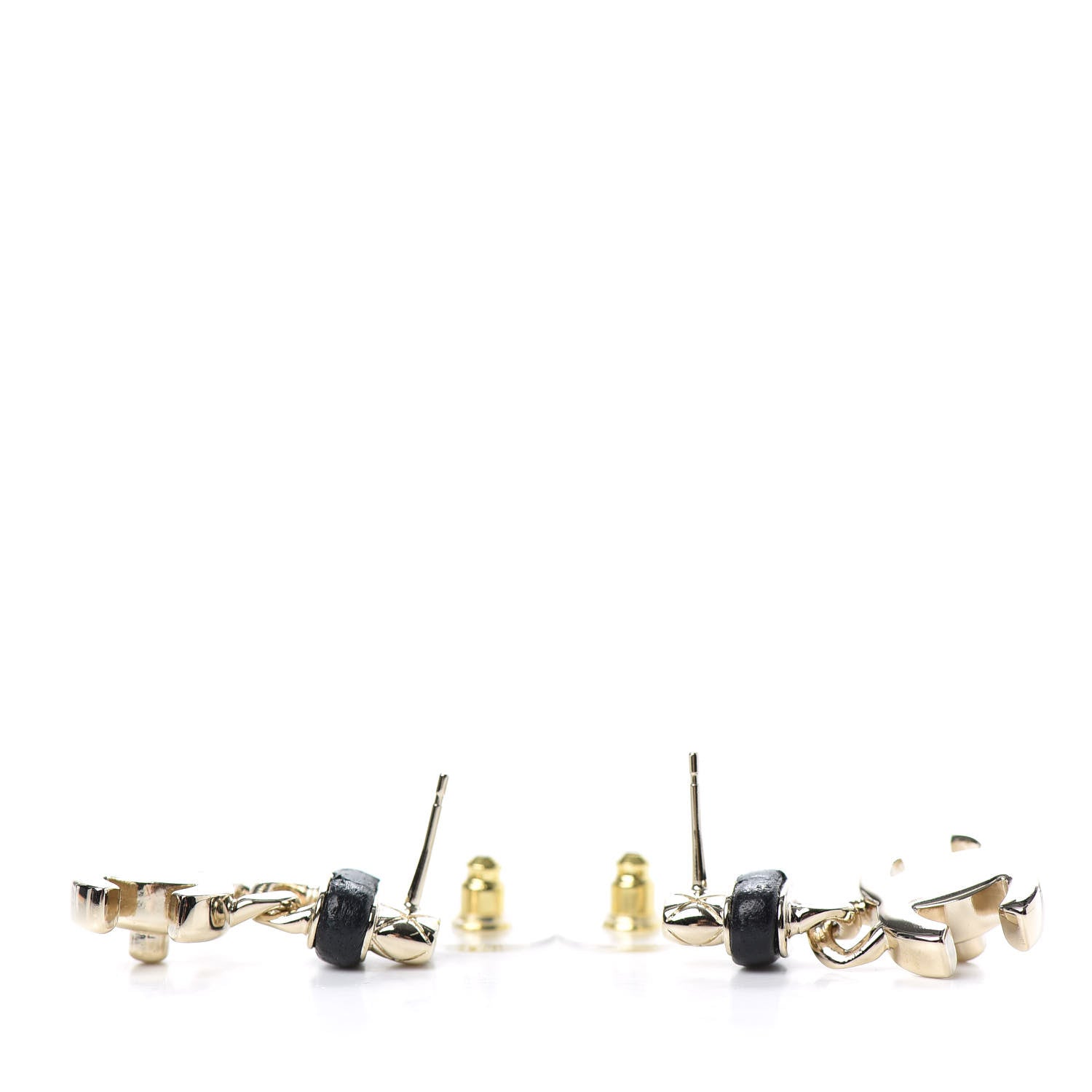 Chanel Lambskin CC Turnlock Drop Earrings Gold Black 3 of 4