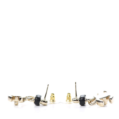 Chanel Lambskin CC Turnlock Drop Earrings Gold Black 3 of 4