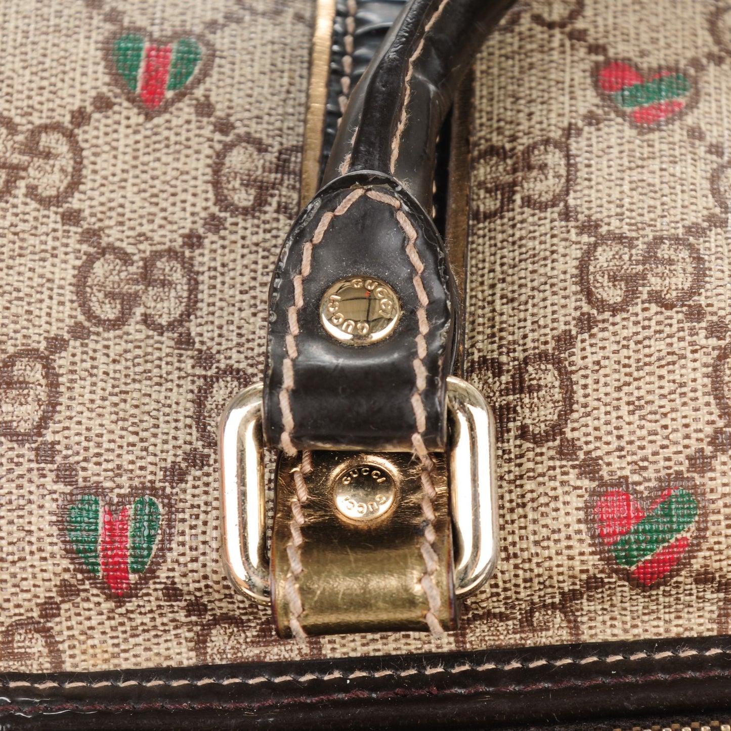 GG Plus Monogram Hearts Medium Joy Boston Dark Brown
