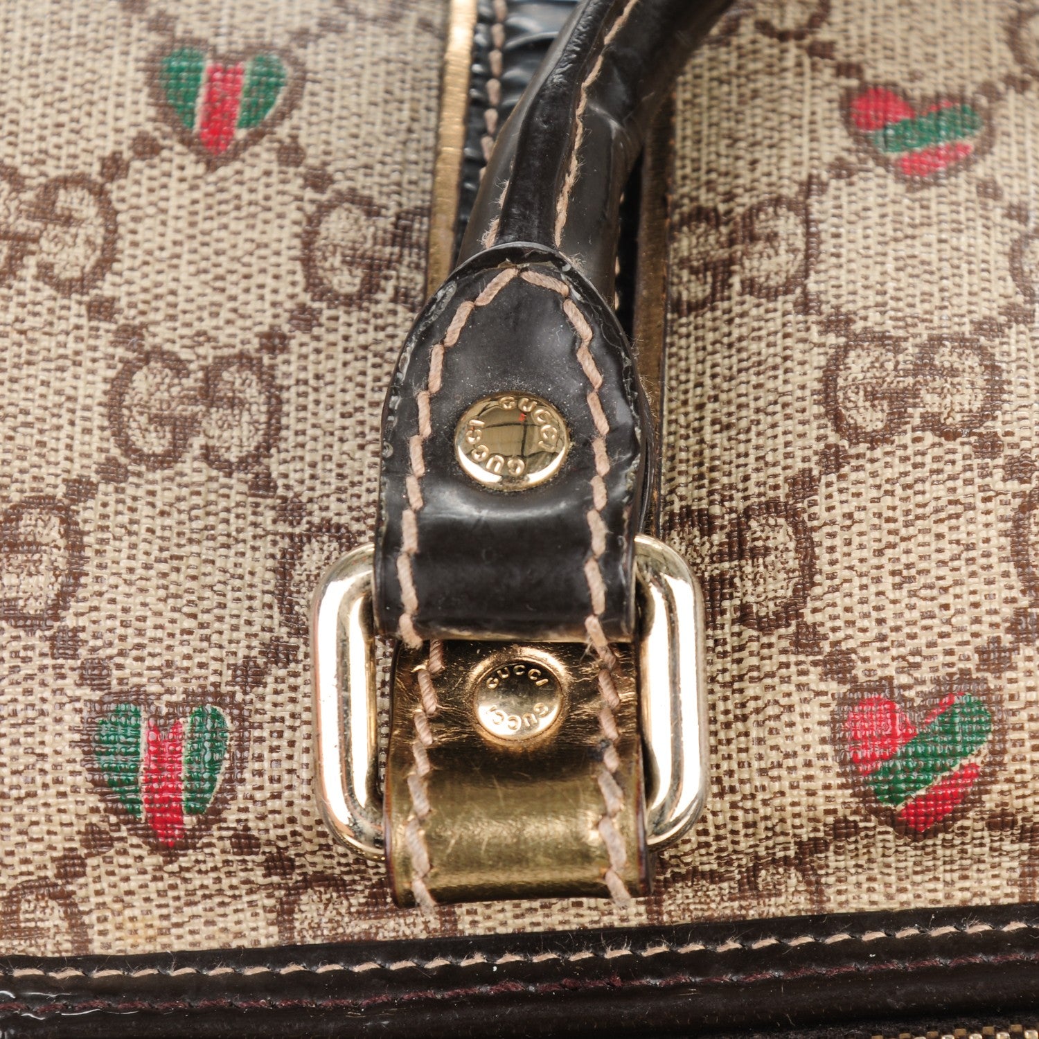 Gucci GG Plus Monogram Hearts Medium Joy Boston Dark Brown 17 of 17