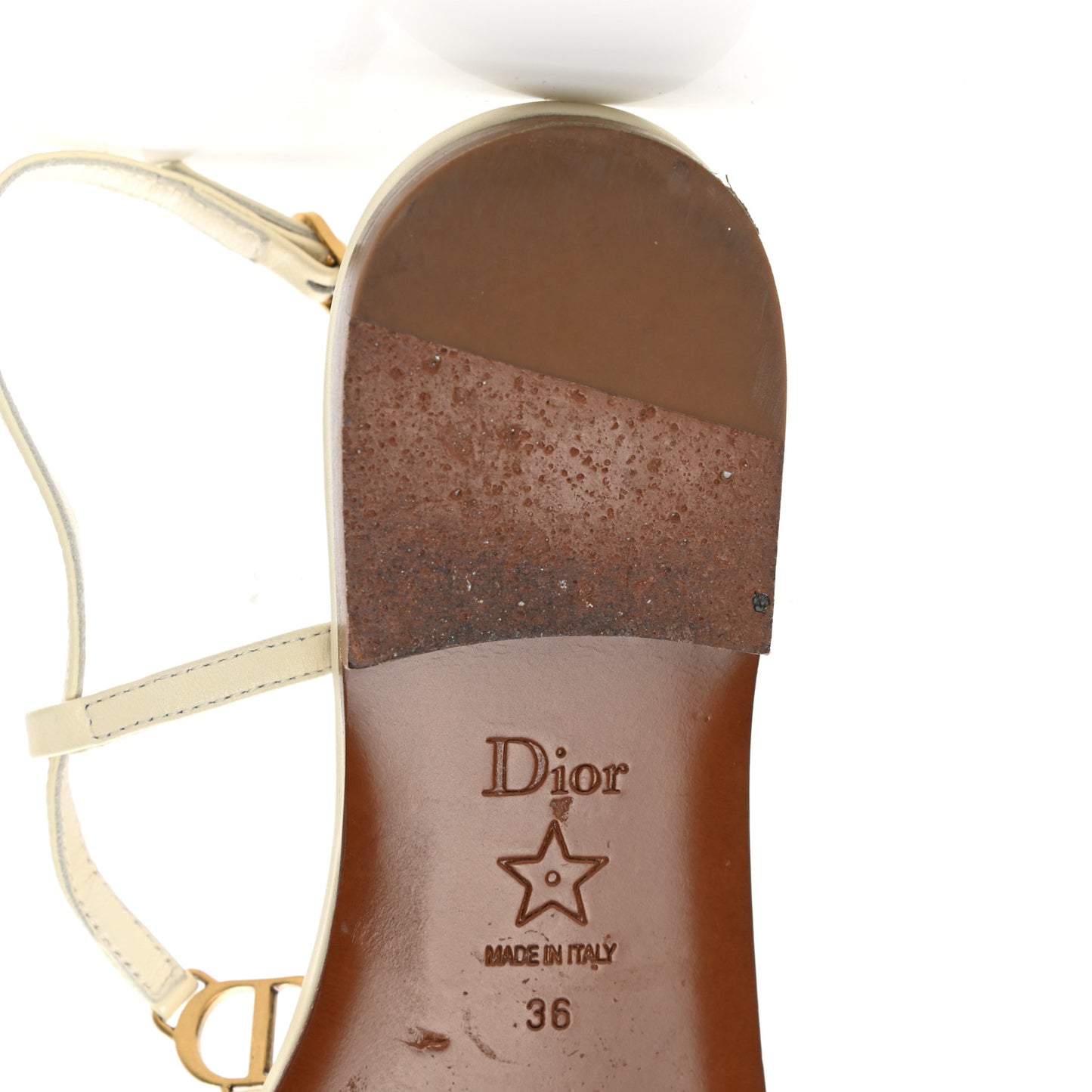Lambskin Signature T-Strap Sandals 36 Off White
