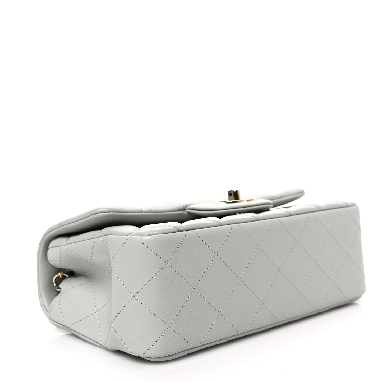 Lambskin Quilted Mini Rectangular Flap Grey