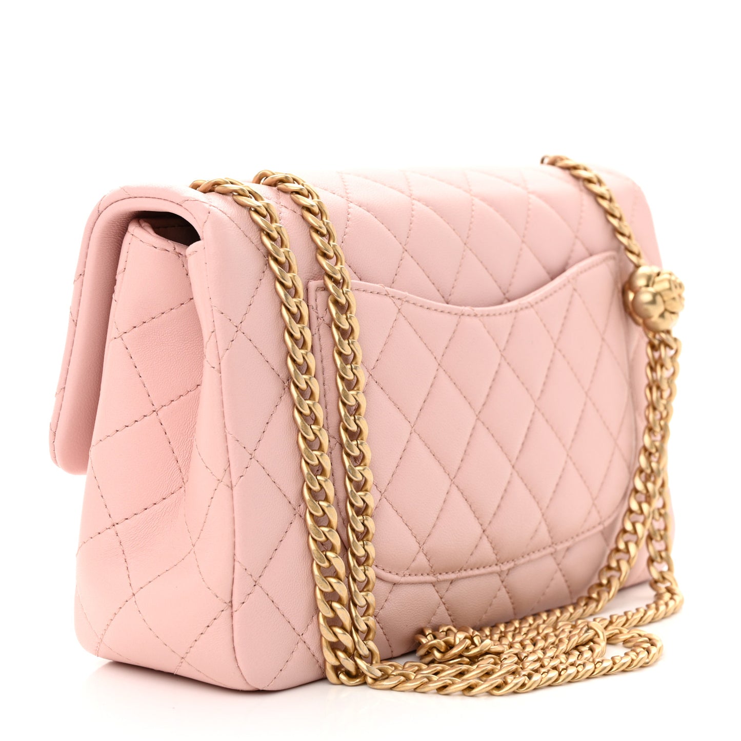 Lambskin Quilted Small Sweet Camellia Flap Light Pink