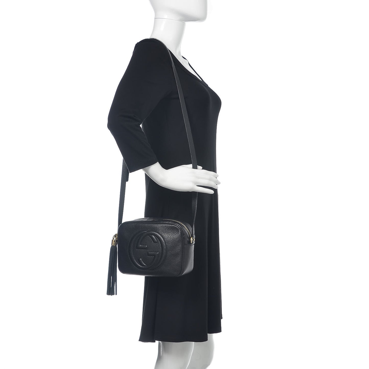 Pebbled Calfskin Small Soho Disco Bag Black