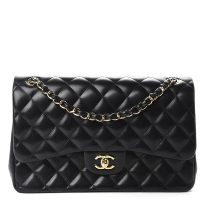 Chanel Lambskin Quilted Jumbo Double Flap Black 1 of 14