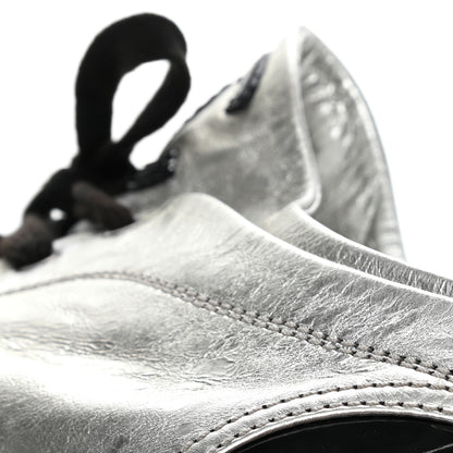 Chanel Metallic Lambskin Patent Cap Toe CC Sneakers 38.5 Silver Black 11 of 13