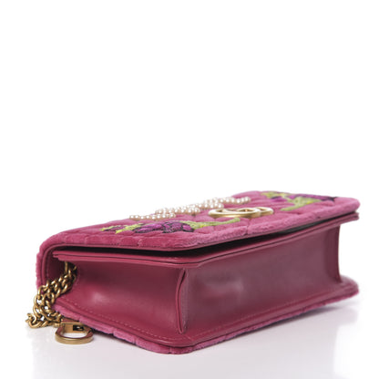 Gucci Velvet Matelasse Love Embroidered GG Marmont Mini Bag Light Raspberry Rose 4 of 10