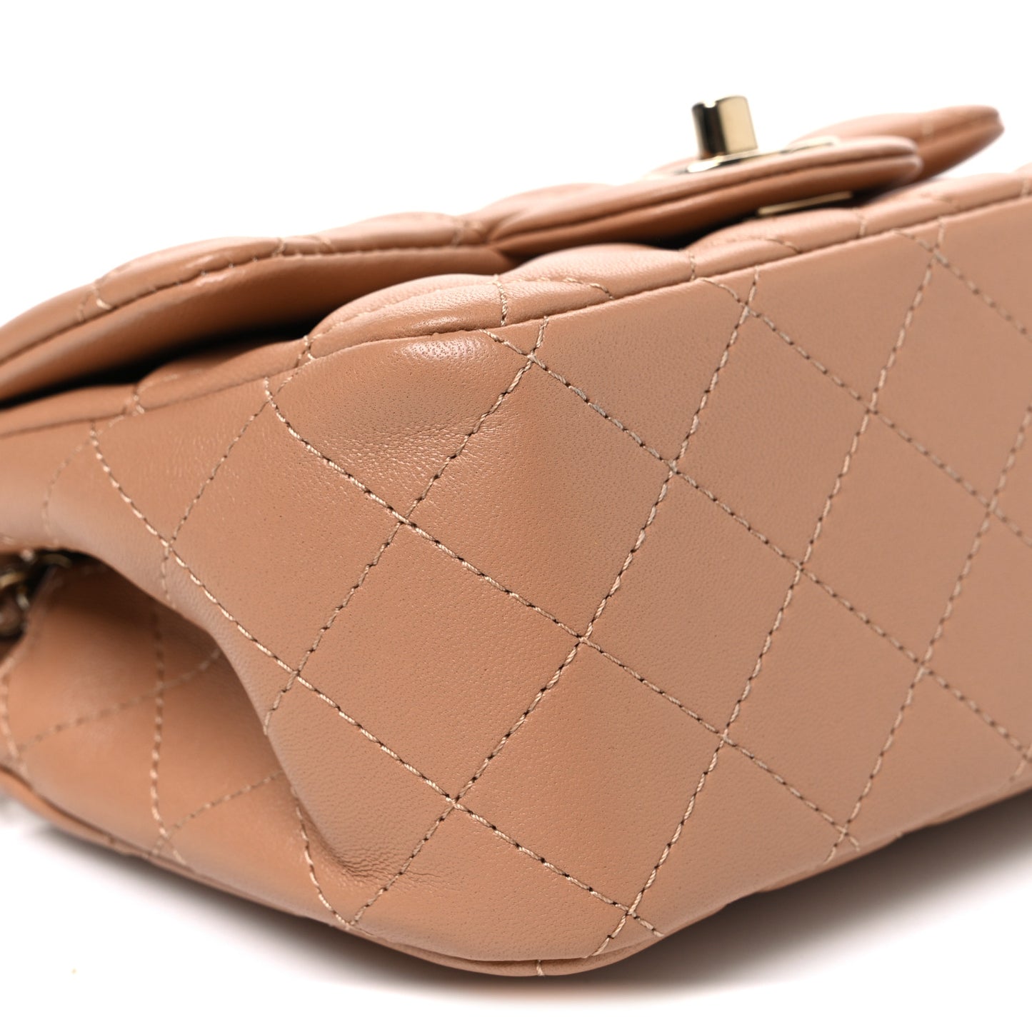 Lambskin Quilted Mini Square Flap Brown