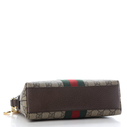 Gucci GG Supreme Monogram Textured Dollar Calfskin Web Small Ophidia Dome Shoulder Bag Beige Ebony New Acero 4 of 9