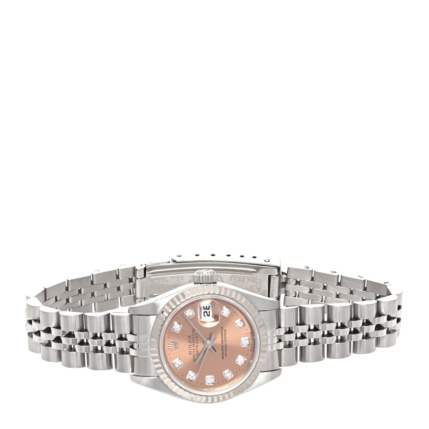 Stainless Steel 18K White Gold Diamond 26mm Oyster Perpetual Datejust Watch Pink 69174