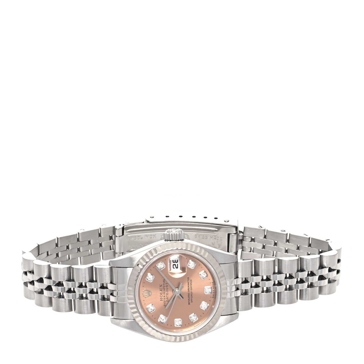 Rolex Stainless Steel 18K White Gold Diamond 26mm Oyster Perpetual Datejust Watch Pink 69174 2 of 4