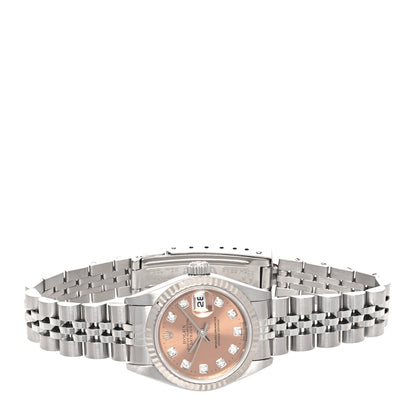 Rolex Stainless Steel 18K White Gold Diamond 26mm Oyster Perpetual Datejust Watch Pink 69174 2 of 4