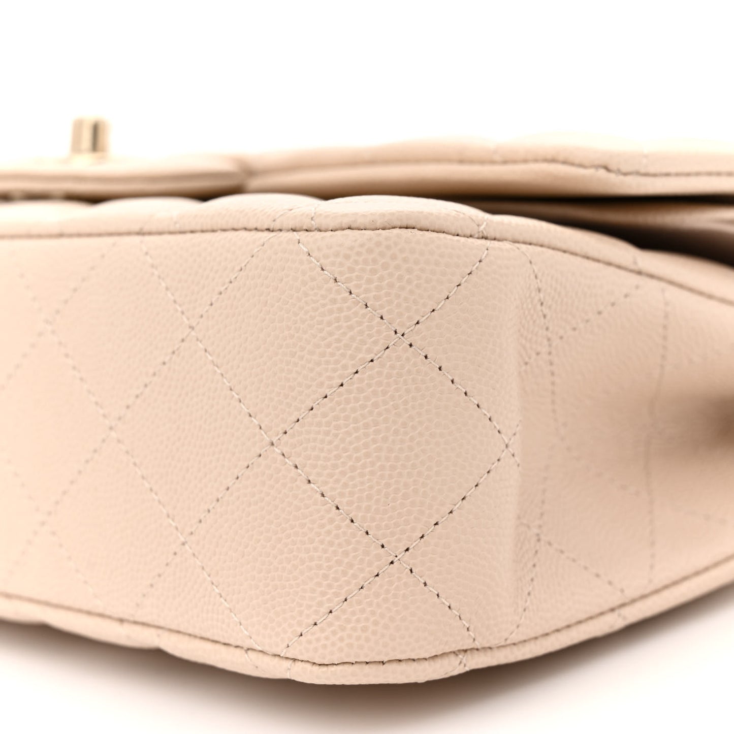 Caviar Quilted Medium Double Flap Ecru