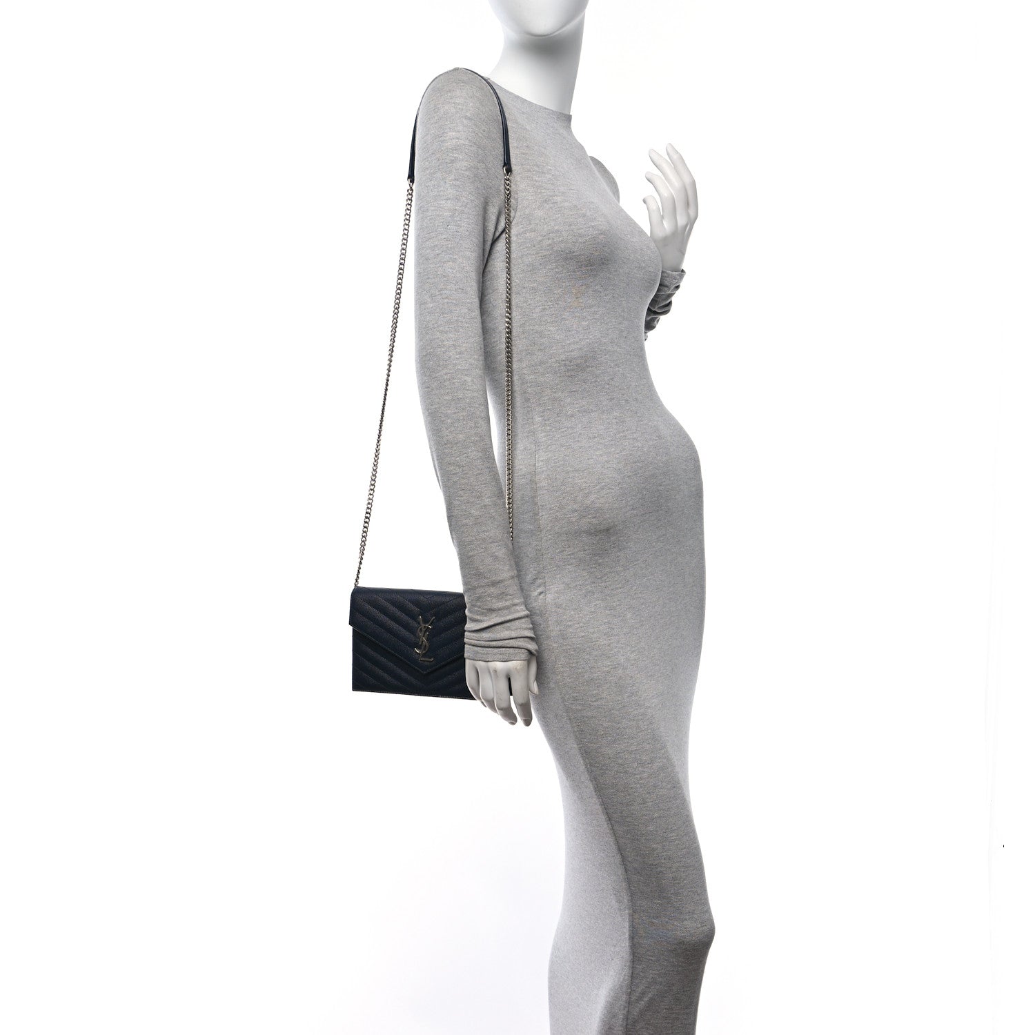 Saint Laurent Calfskin Crocodile Embossed Small Classic Monogram Kate Tassel Satchel Black 2 of 10