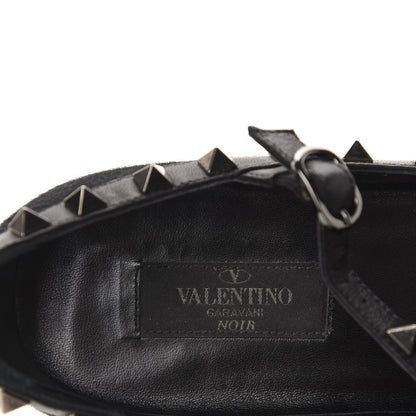 Valentino Garavani Calf Hair Rockstud Cage Ballerina Flats 37.5 Black 11 of 12