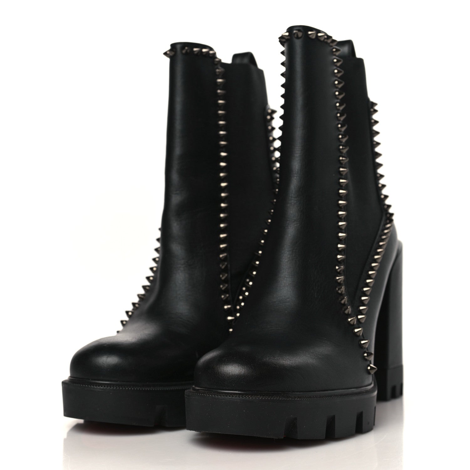 Christian Louboutin Nappa Out Line Spike Lug 100 Boots 37.5 Black 3 of 8
