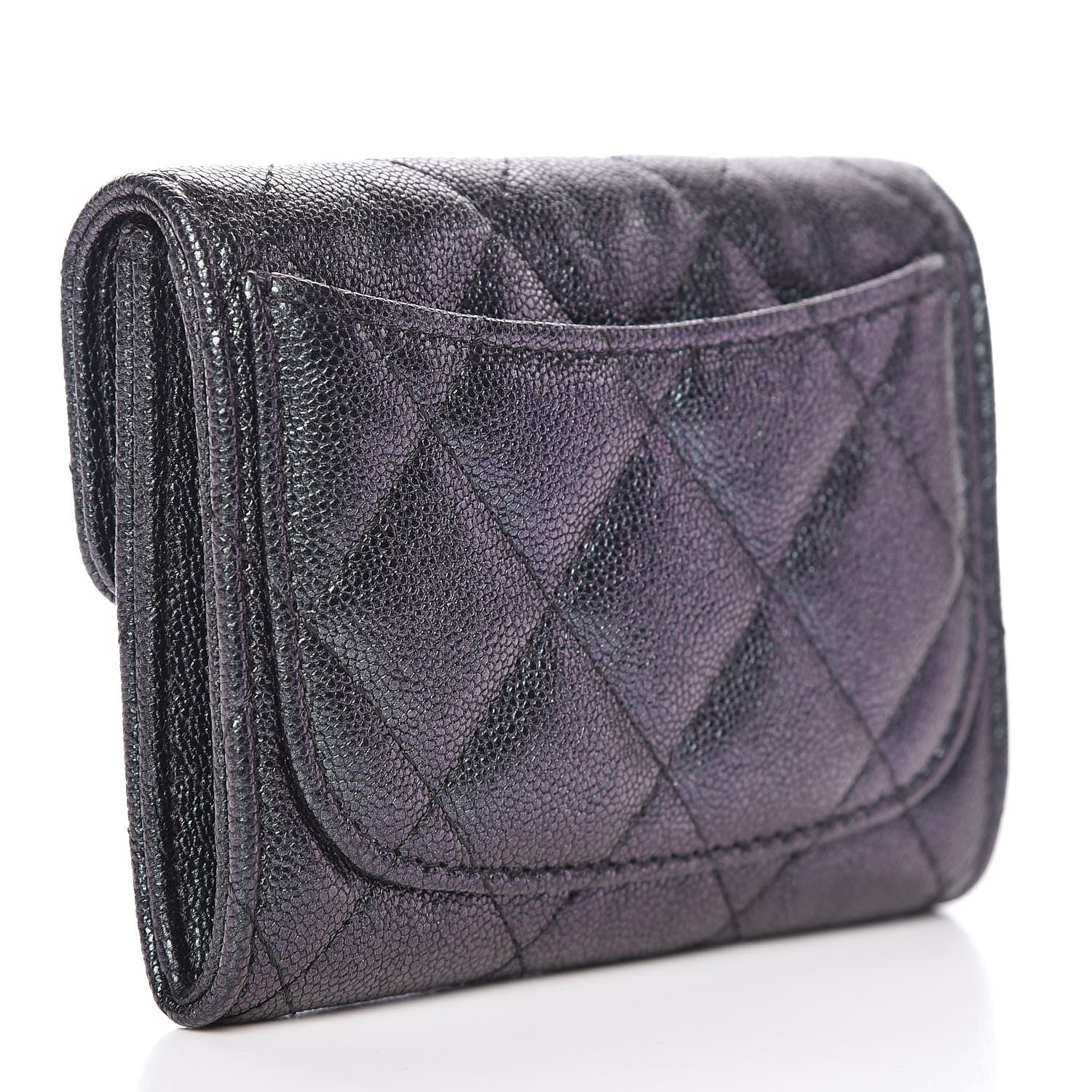 Chanel Iridescent Caviar Quilted Flap Card Holder Wallet Black 3 of 11
