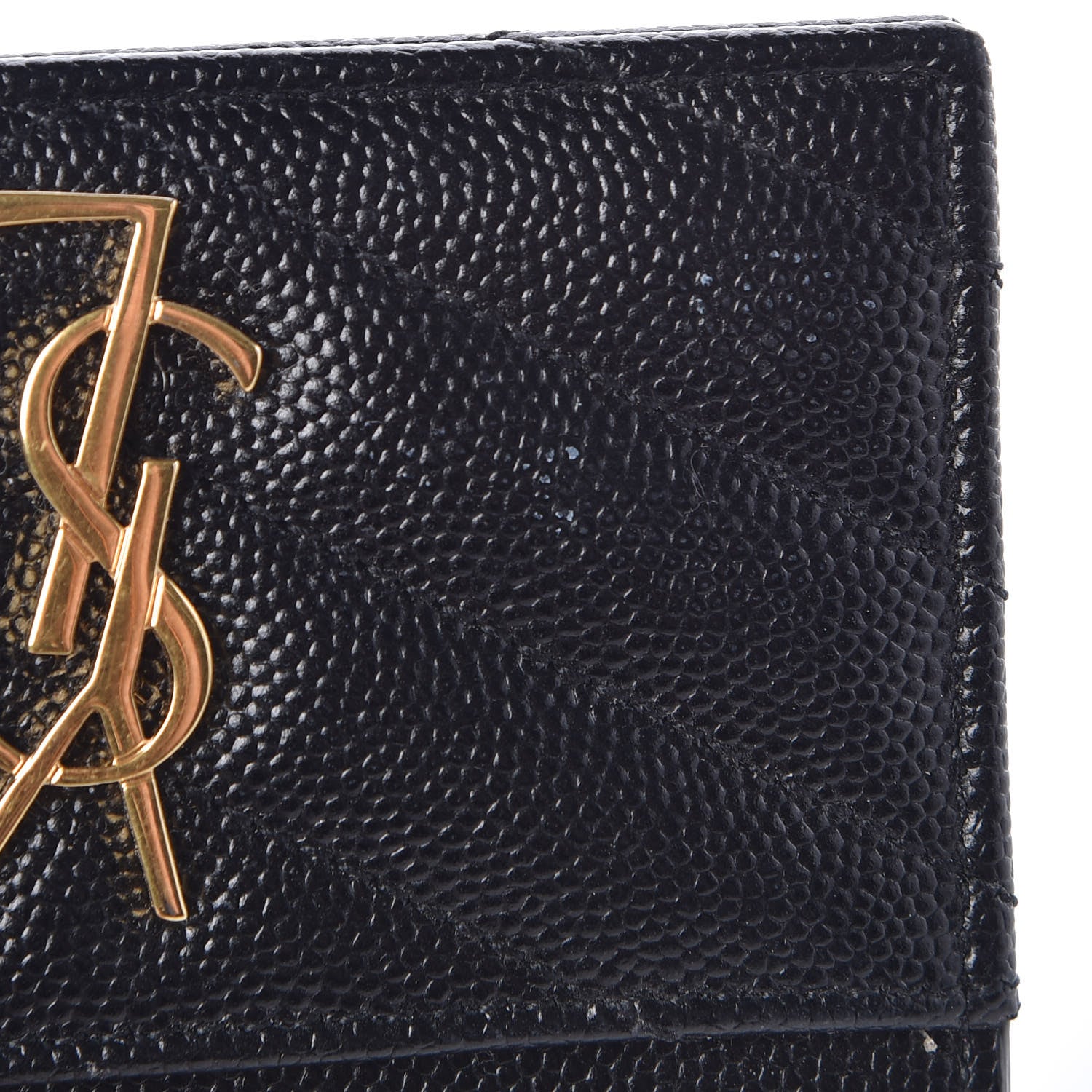 Saint Laurent Grain De Poudre Matelasse Chevron Monogram Credit Card Case Black 8 of 9