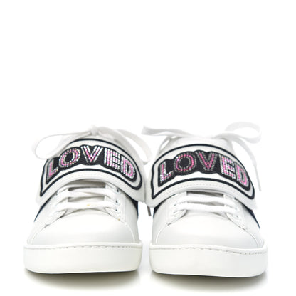 Gucci Calfskin Crystal Web LOVED Embroidered Womens Ace Sneakers 35.5 White 2 of 10