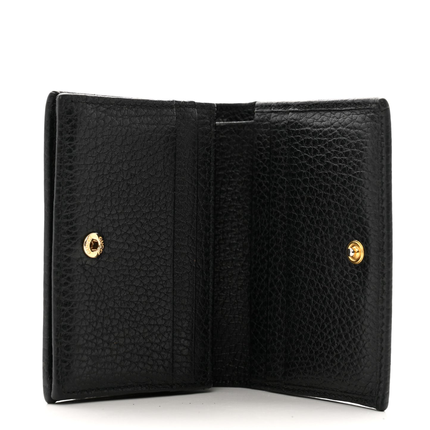 Pebbled Calfskin GG Marmont Card Case Black