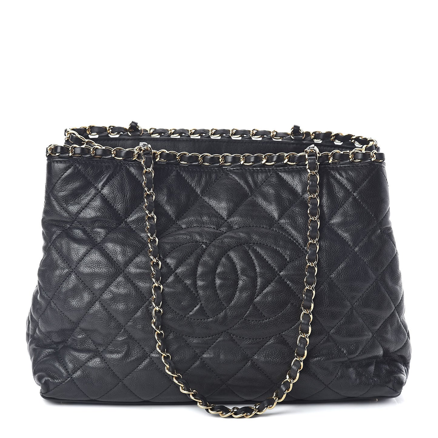 Calfskin Quilted Small Chain Me Tote Black