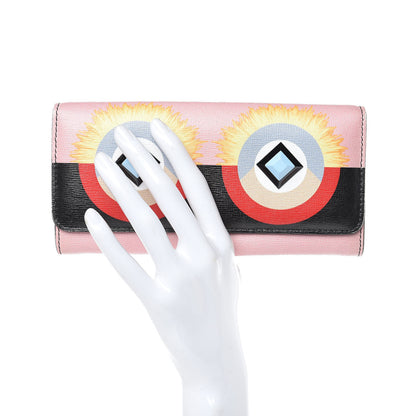 Fendi Vitello Elite Century Hypnoteyes Studded Continental Wallet Bubblegum Multicolor 2 of 15