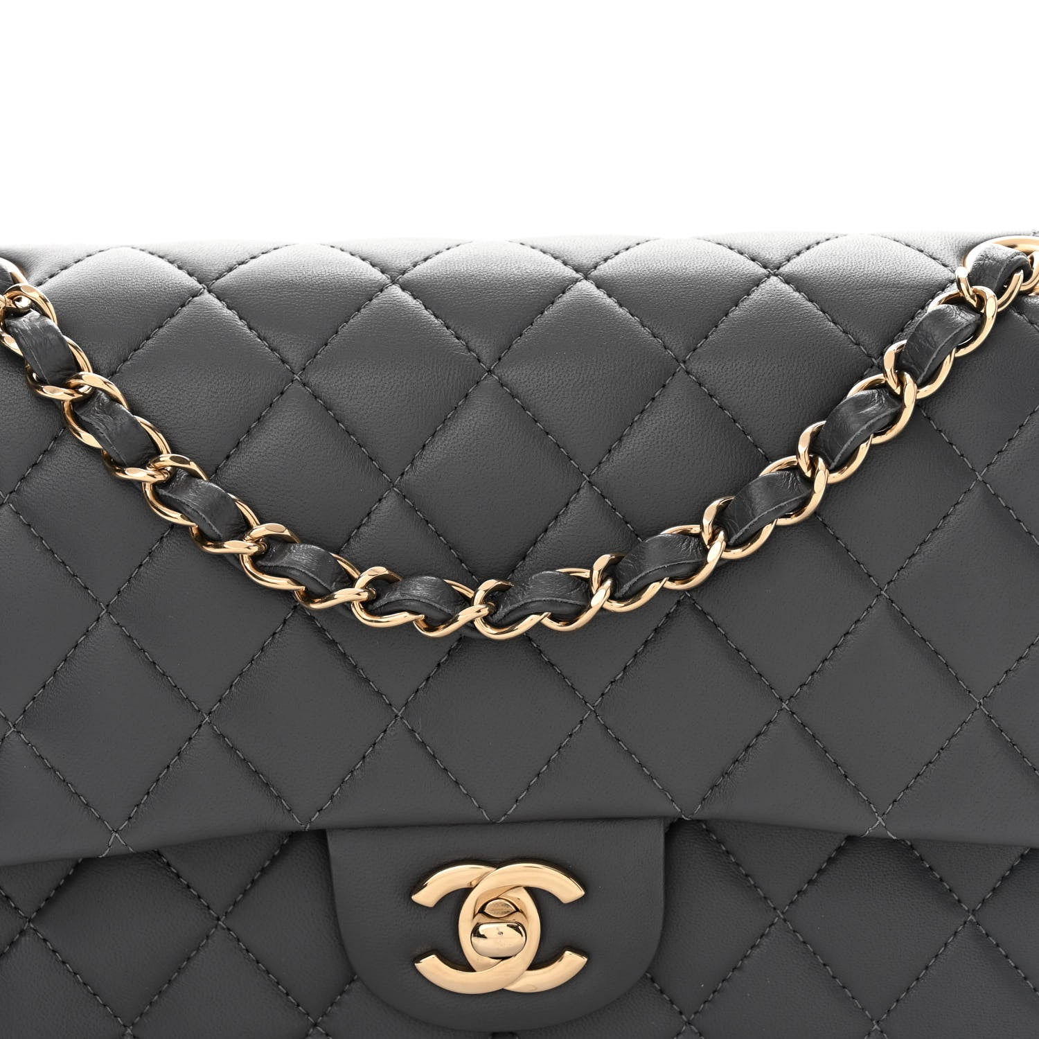 Chanel Caviar Quilted Medium Double Flap Dark Grey 8 of 13