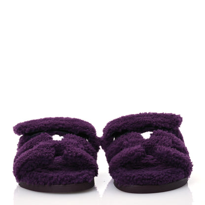 Hermes Woolskin Womens Chypre Sandals 39 Violet Fonce 2 of 8