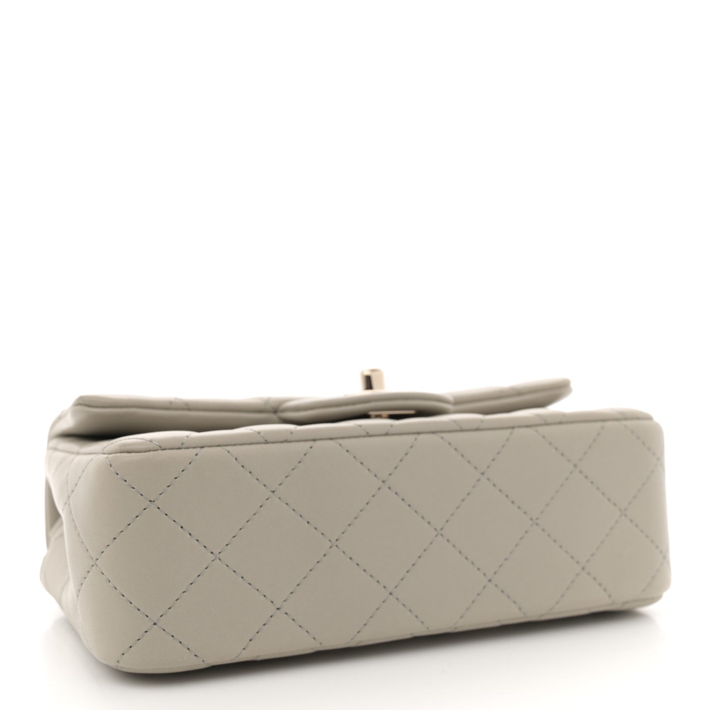 Lambskin Quilted Mini Rectangular Flap Grey