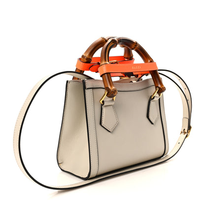 Gucci Wonka Grain Calfskin Mini Diana Tote Bag Mystic White Orange Fluo 3 of 11