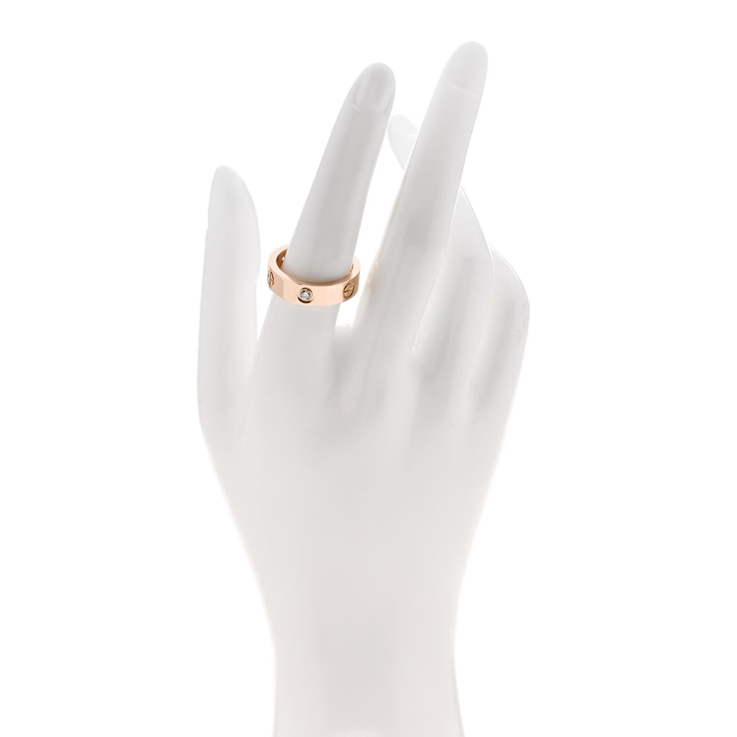 18K Pink Gold 3 Diamond 5.5mm LOVE Ring 56 7.5