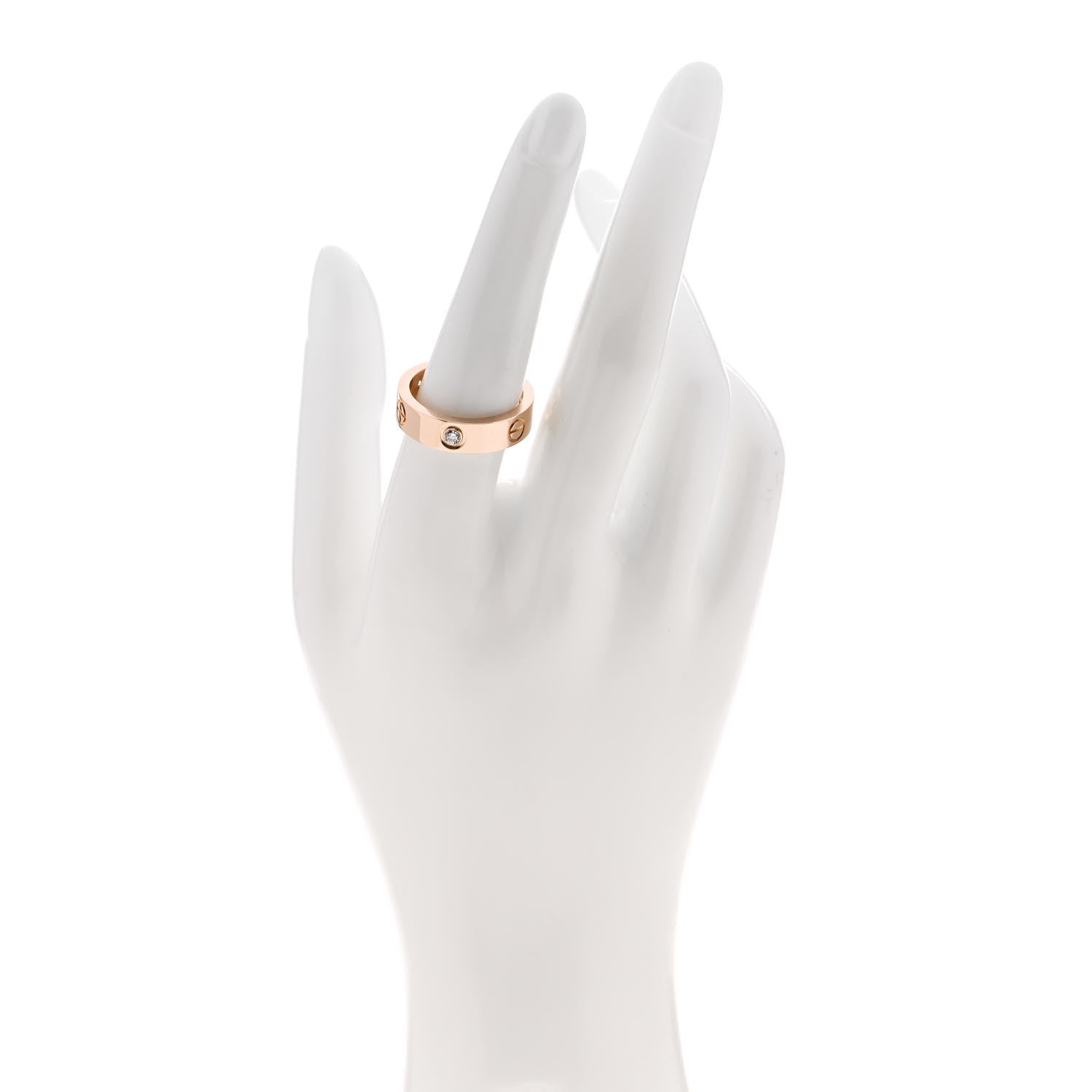 Cartier 18K Pink Gold 3 Diamond 5.5mm LOVE Ring 56 7.5 2 of 4