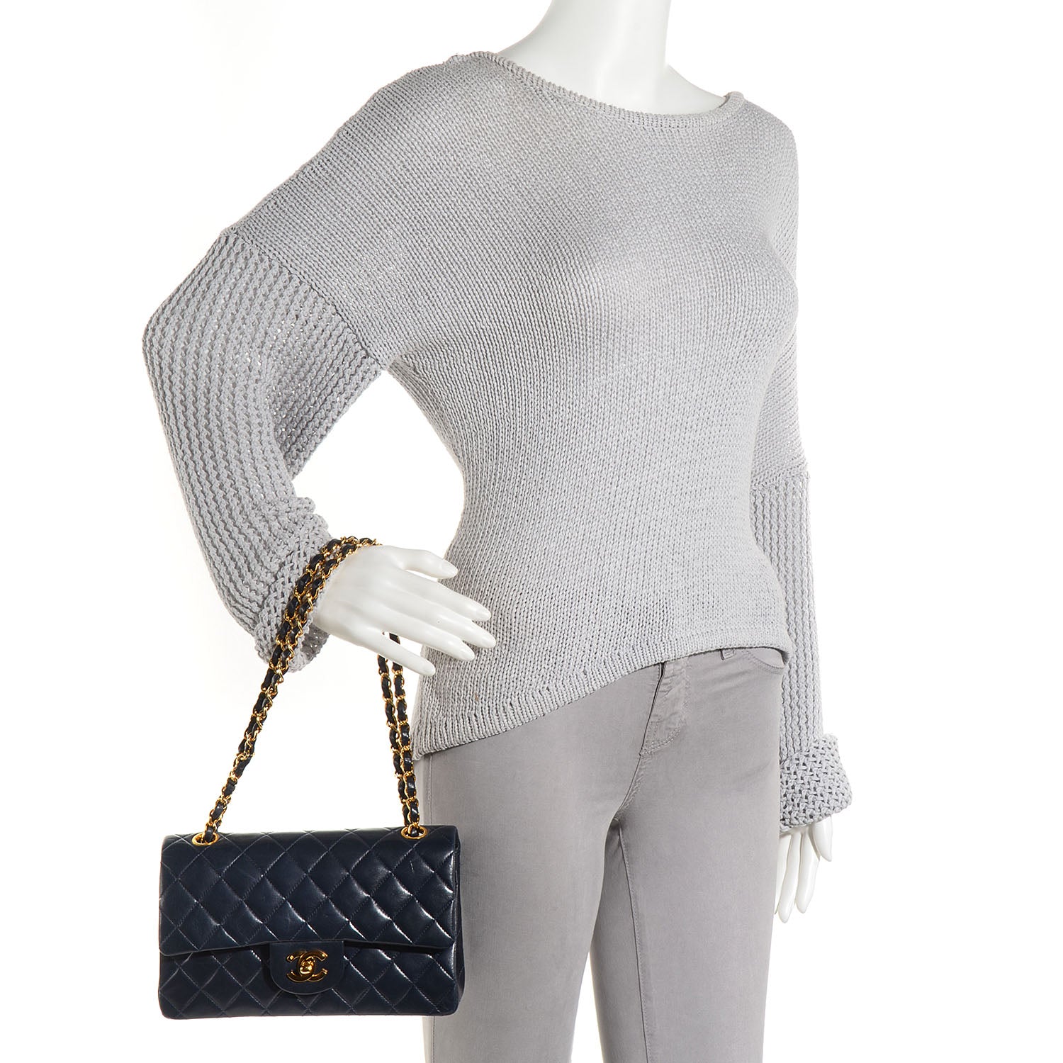 Chanel Lambskin Quilted Small Double Flap Navy 2 of 10